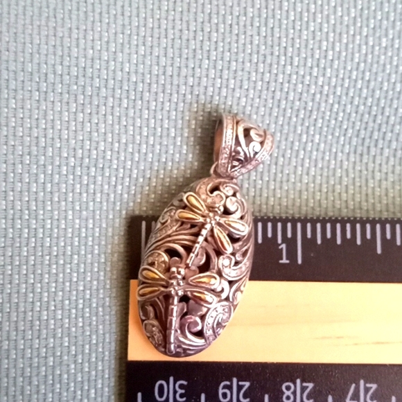 hold till 4-10 BALI LEGACY DIAMOND DRAGONFLY PENDENT IN SS & 14k Y Gold - Picture 5 of 12